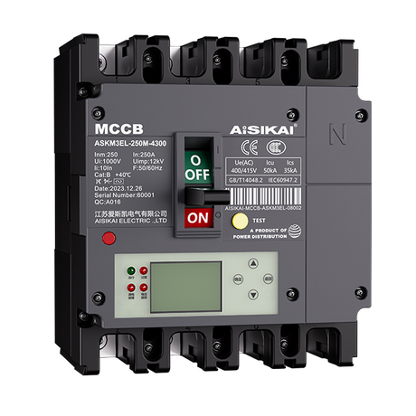 ASKM3EL Series LCD Electronic Leakage Protection MCCB